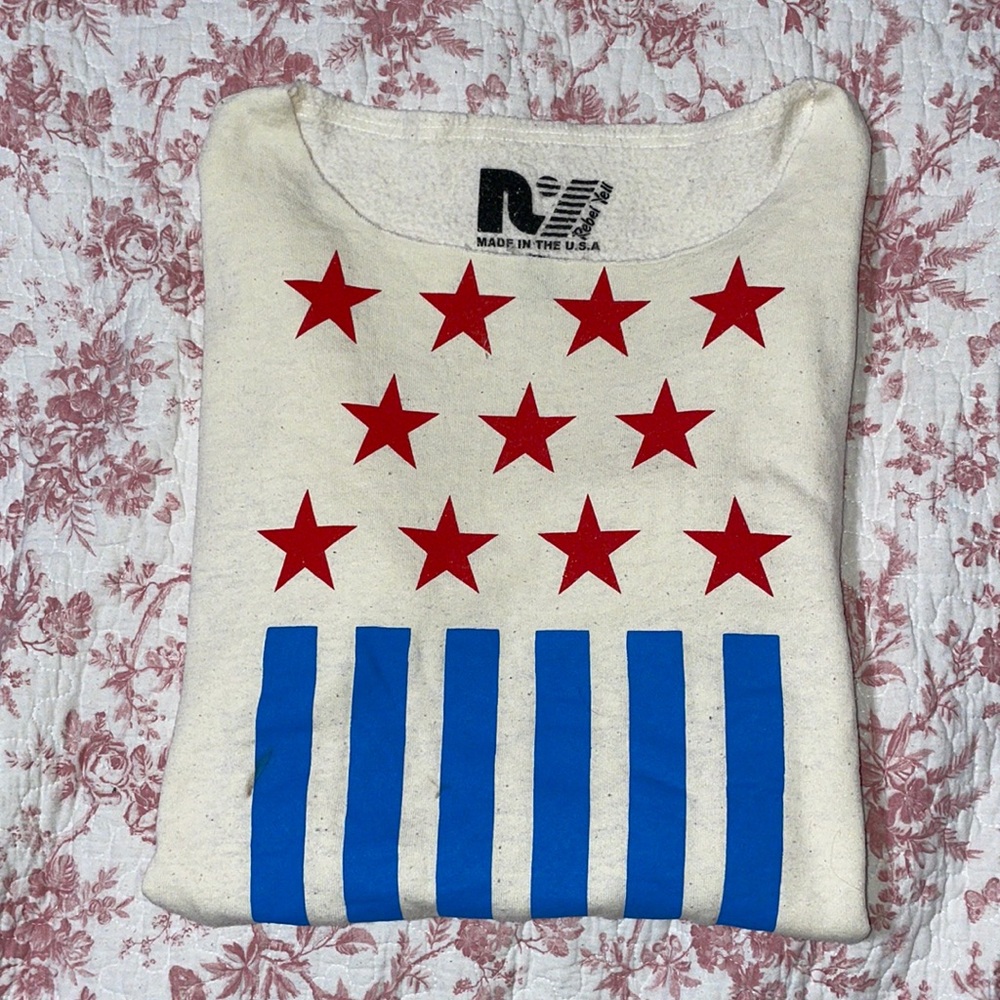 REBEL YELL vintage red stars blue stripe sweatshirt S